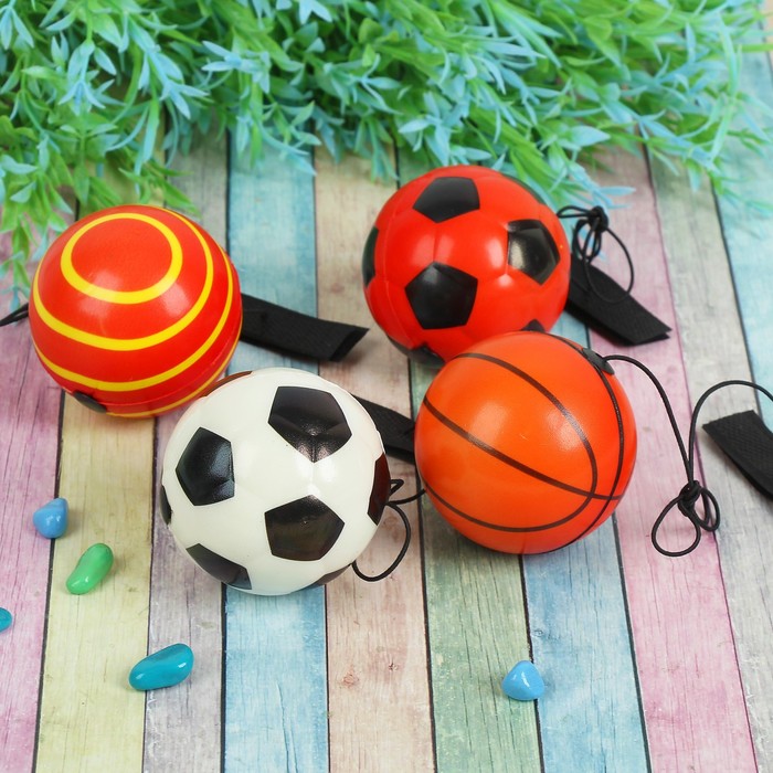 Мяч «Спорт», мягкий, на резинке, цвета МИКС