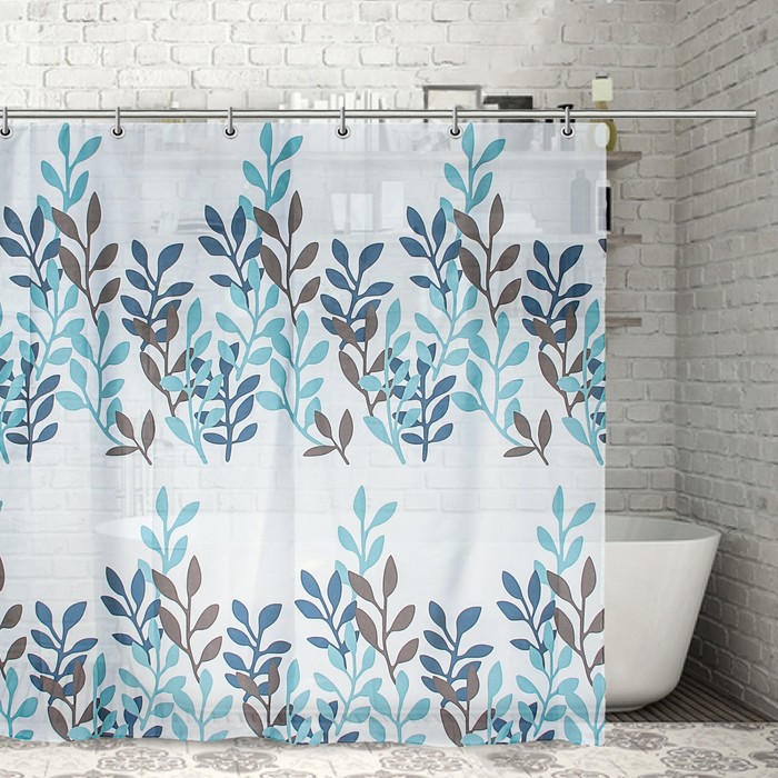 Штора для ванной 180х180 см "Водоросли", полиэстер
