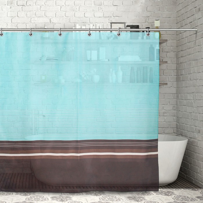 Штора для ванной 180х180 см "Мятный шоколад", полиэстер