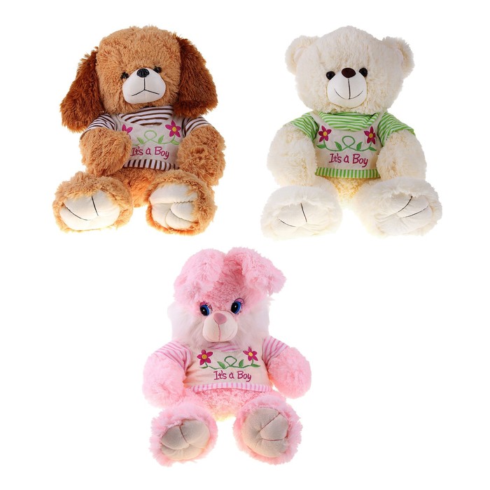 Мягкая игрушка "Зоопарк" на кофте цветы, цвета МИКС