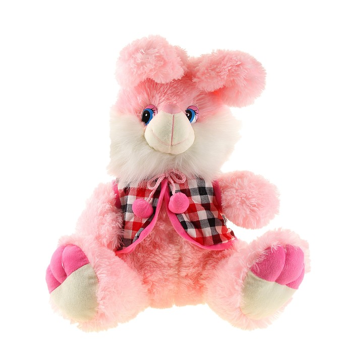 Мягкая игрушка "Зоопарк" клетчатая накидка с помпошками, цвета МИКС