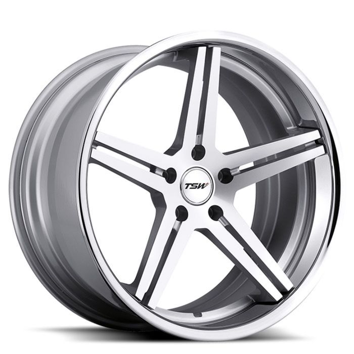 Диск TSW Mirabeau 8,0x19 5x112 ET45 d72 Silver Machine Face Chrome Stainless Lip (1980MRB455112S72)