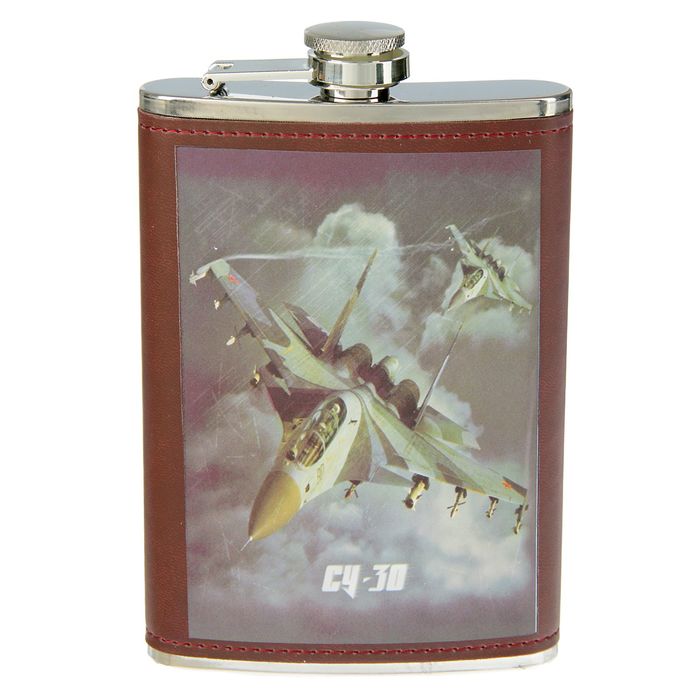 Фляжка 270 мл, Истребитель, металл, кожзам, 9.5х15 см
