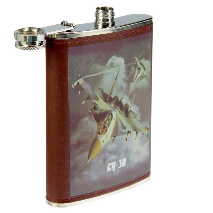 Фляжка 270 мл, Истребитель, металл, кожзам, 9.5х15 см
