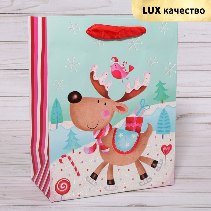 Пакет подарочный "Зимний лес", 14 х 6 х 11 см