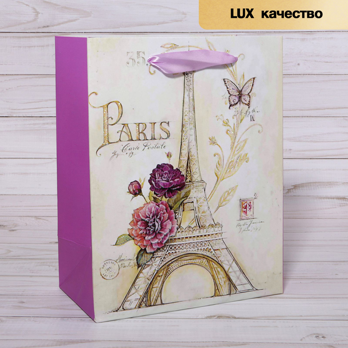 Пакет подарочный "Париж", 32 х 26 х 11 см