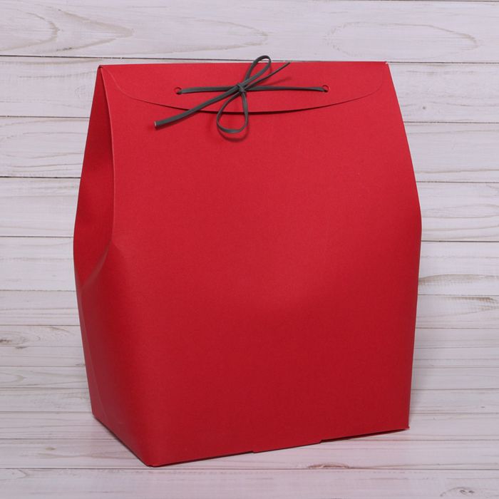 Пакет подарочный, красный, 21 х 24 х 11 см