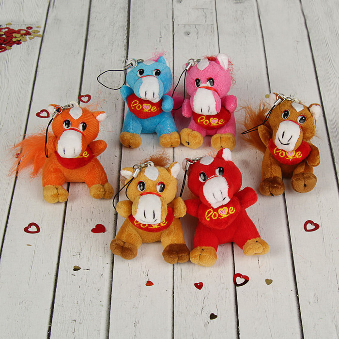 Мягкая игрушка-подвеска "Лошадь с сердцем", сидит, цвета МИКС