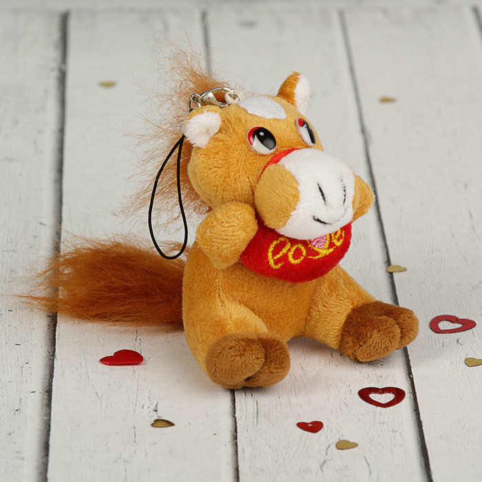 Мягкая игрушка-подвеска "Лошадь с сердцем", сидит, цвета МИКС