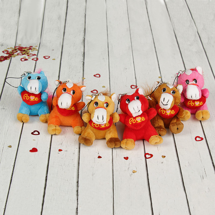 Мягкая игрушка-подвеска "Лошадь с сердцем", сидит, цвета МИКС