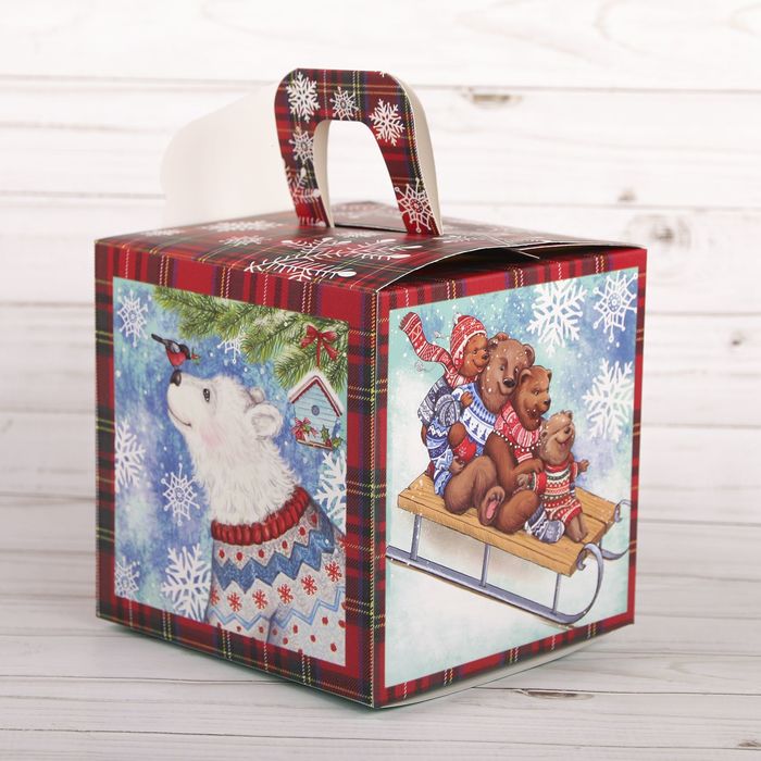 Коробка складная «Снежинки‒повод для радости», 15 х 15 х 15 см