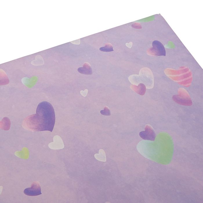 Бумага упаковочная глянцевая "Фиолетовые сердечки", 50 х 70 см