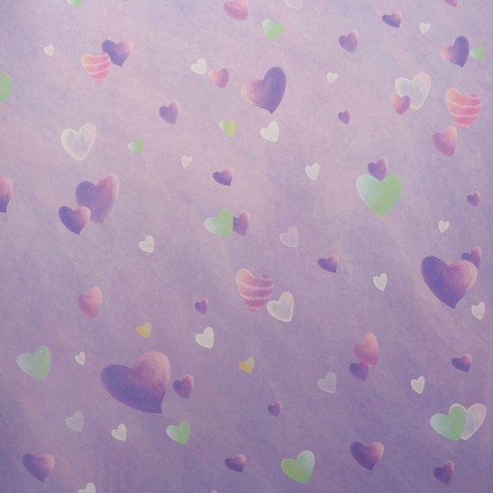 Бумага упаковочная глянцевая "Фиолетовые сердечки", 50 х 70 см