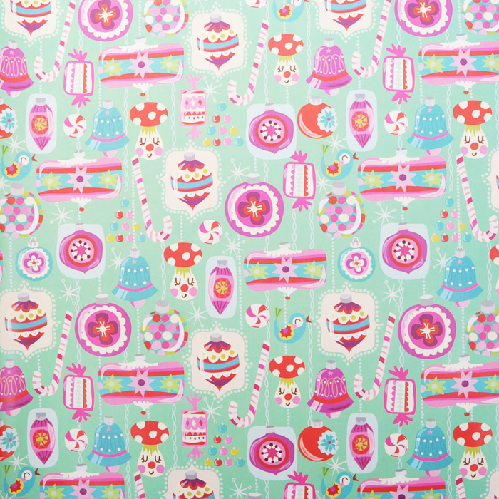 Бумага упаковочная глянцевая "Новогодние игрушки", 50 х 70 см