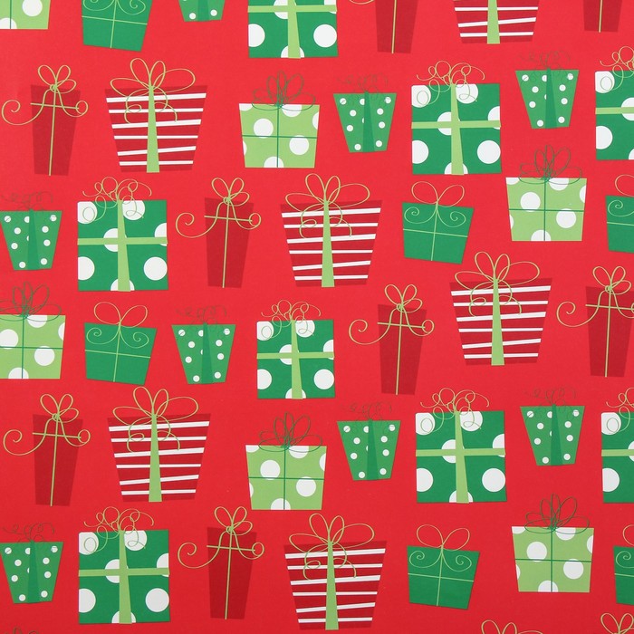 Бумага упаковочная глянцевая "Подарки", 50 х 70 см