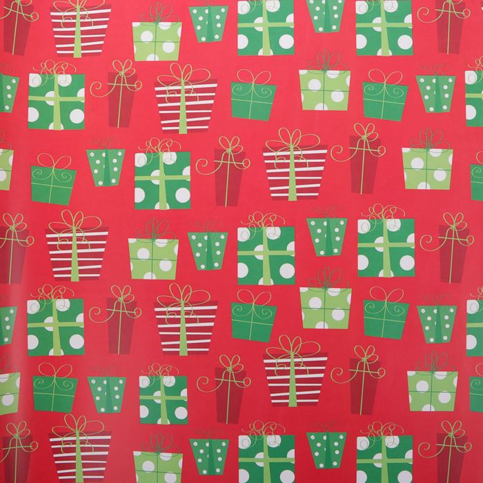 Бумага упаковочная глянцевая "Подарки", 50 х 70 см