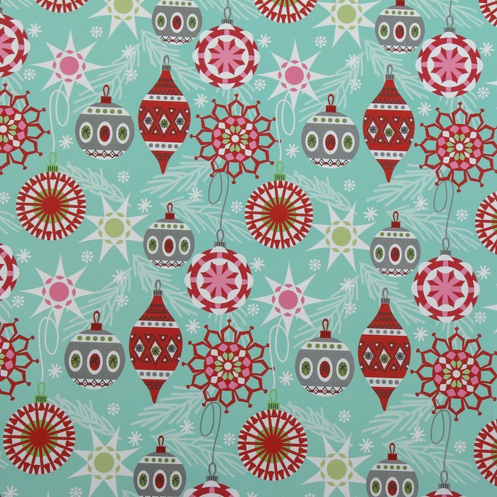 Бумага упаковочная глянцевая "Новогодние игрушки", 50 х 70 см
