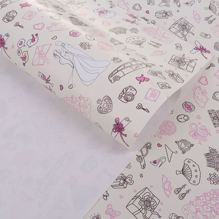 Бумага упаковочная глянцевая "Свадебная", 50 х 70 см