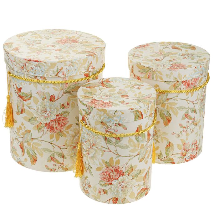 Набор коробок 3в1 "Цветочные узоры", жёлтый, 23 х 23 х 27 - 15 х 15 х 11 см