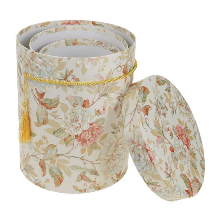 Набор коробок 3в1 "Цветочные узоры", жёлтый, 23 х 23 х 27 - 15 х 15 х 11 см