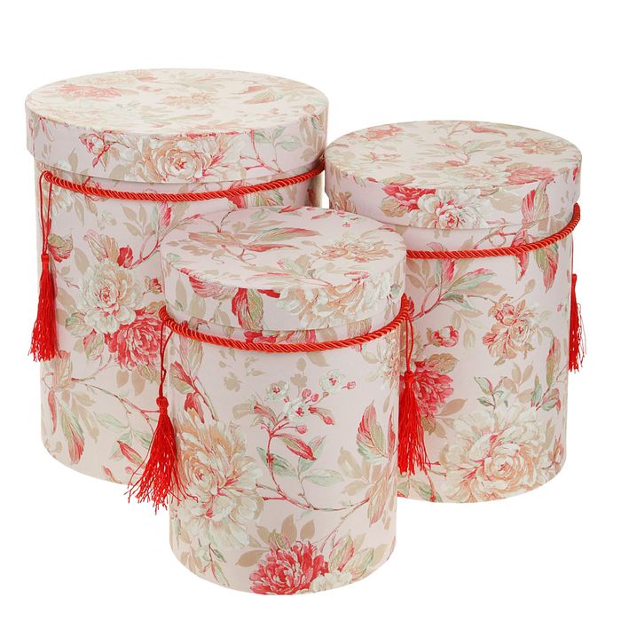 Набор коробок 3в1 "Цветочные узоры", розовый, 23 х 23 х 27 - 15 х 15 х 11 см