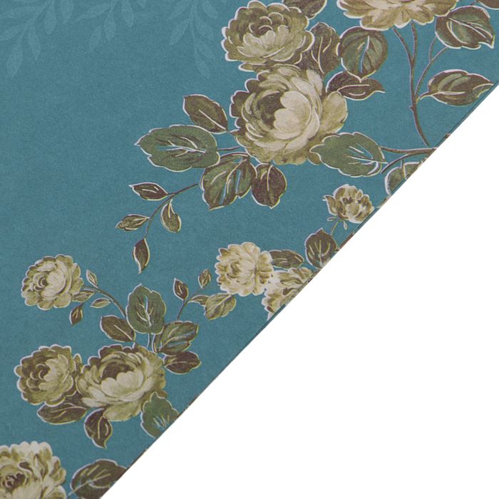 Бумага упаковочная "Цветы", бирюзовый, 100 г/м², 60 х 60 см