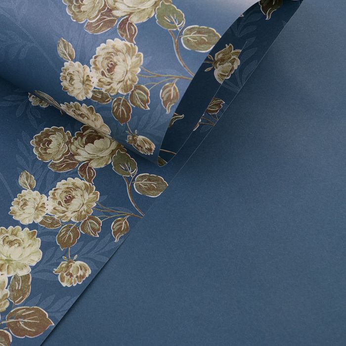 Бумага упаковочная "Цветы", синий, 100 г/м², 60 х 60 см
