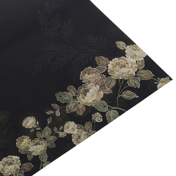 Бумага упаковочная "Цветы", чёрный, 100 г/м², 60 х 60 см