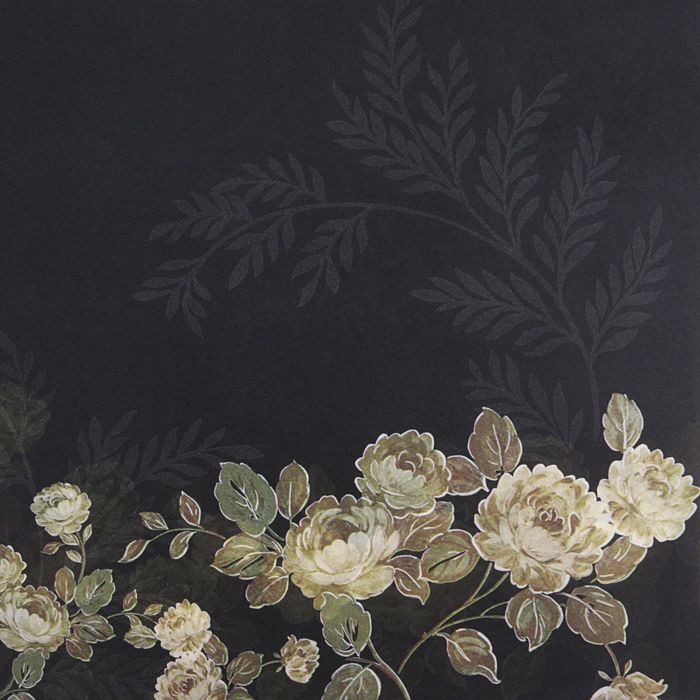 Бумага упаковочная "Цветы", чёрный, 100 г/м², 60 х 60 см