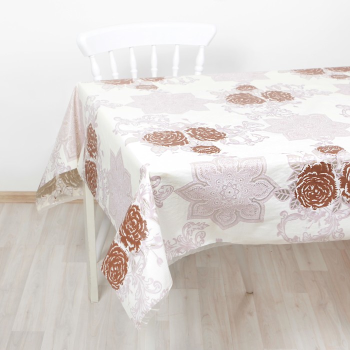 Клеенка ажурная Lace, ширина 137 см "Цветы", рулон 20 м