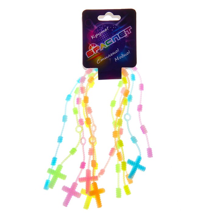 Карнавальный браслет "Креатив", светоотражающий, набор 6 шт., цвета МИКС