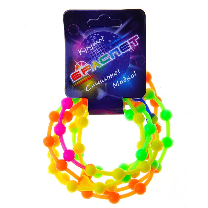 Карнавальный браслет "Бусинка", набор 6 шт, цвета МИКС