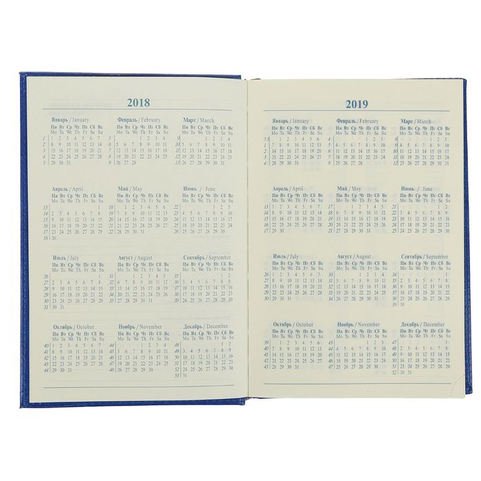 Ежедневник полудатированный, А5, 192 листа, линейка, золотой срез, карты, ляссе, обложка пвх, синий