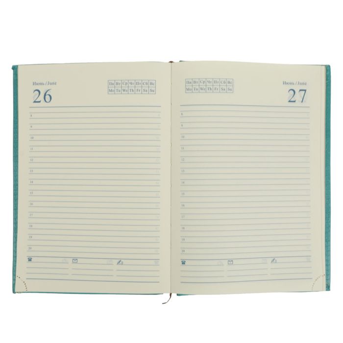 Ежедневник полудатированный, А5, 192 листа, линейка, золотой срез, перфорированный угол, карты, ляссе, обложка пвх, бирюзовый