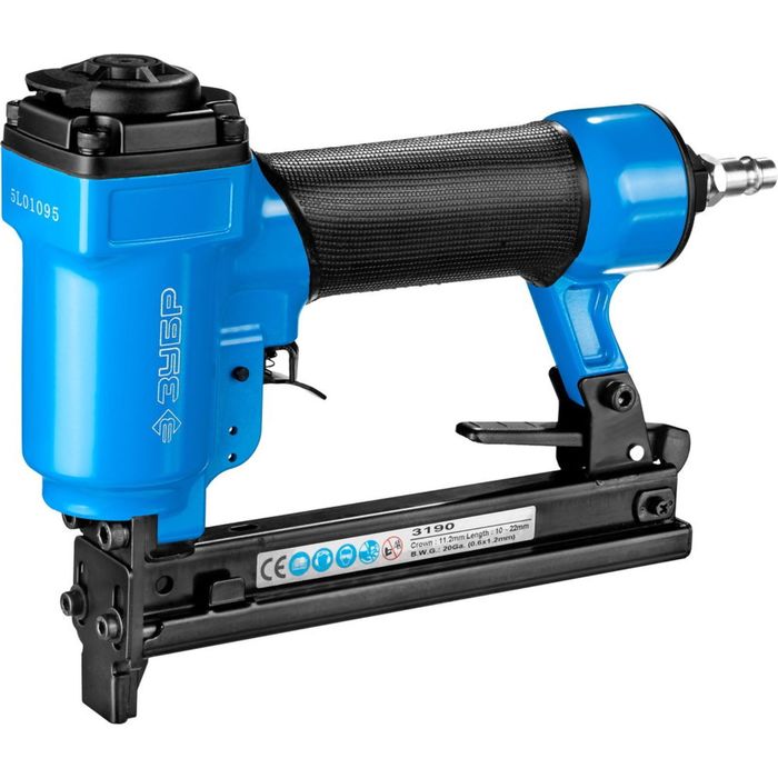 Пневмостеплер "ЗУБР" ПРОФЕССИОНАЛ 3190, для скоб тип 53F (10-22 мм) и тип 140 (10-14 мм)