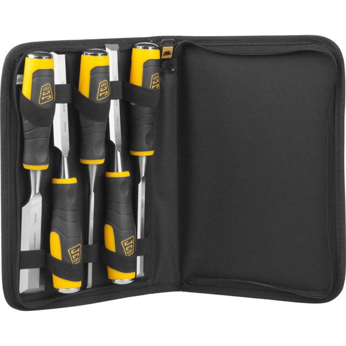 Набор стамесок "JCB", двухкомпонентные рукоятки, CrV cталь, 6 предм.: 6,12,19,25,32мм