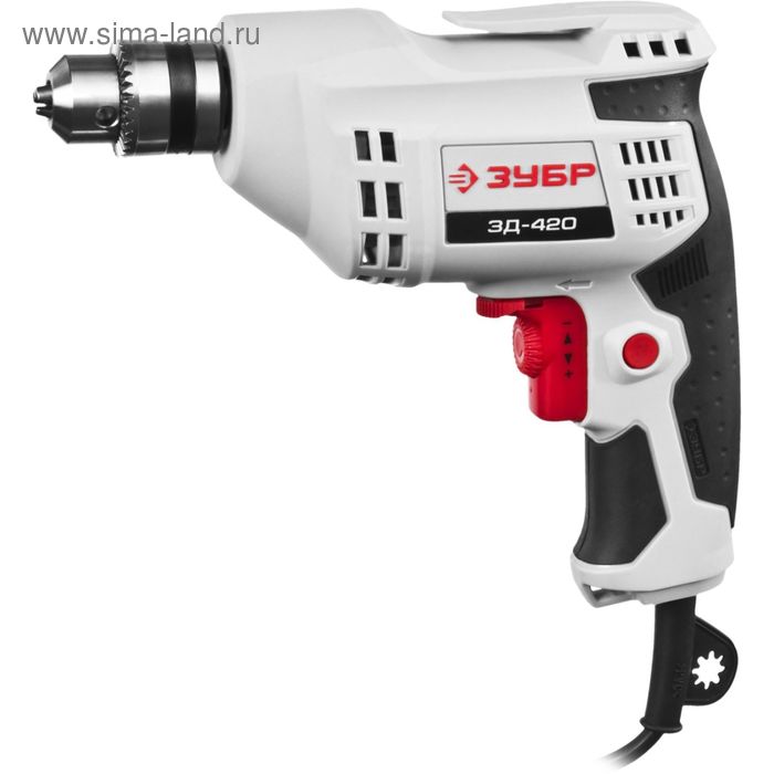 Дрель реверсивная ЗУБР ЗД-420ЭРМ2 ключевой патрон 10мм 420 Вт 208400₽