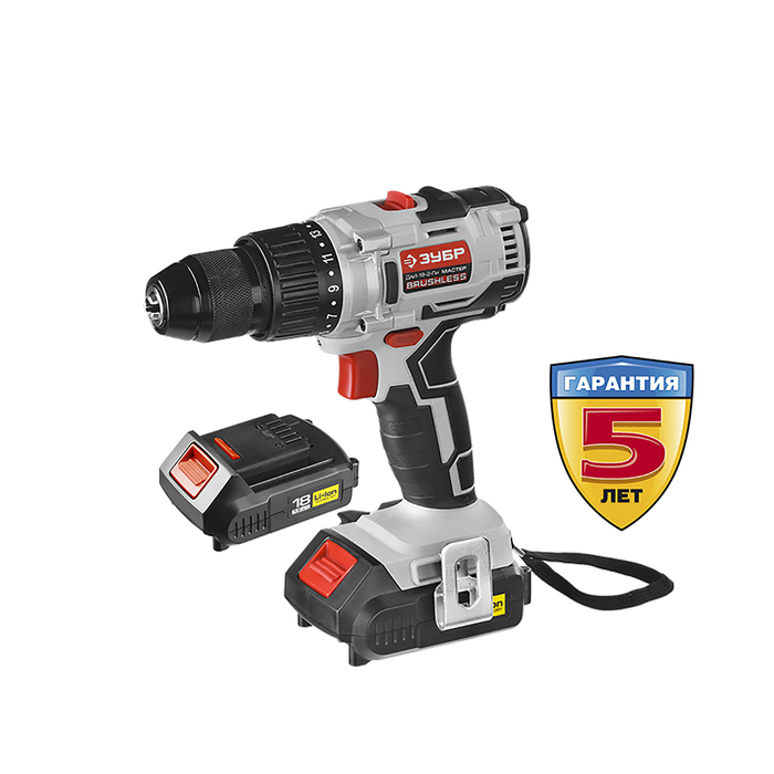 Дрель-шуруповерт "ЗУБР" ДАИ-18-2-Ли КНМ4, 18В; 1.5 Ач; 13 мм; 0-500/0-1800об/мин, 2 АКБ, БЗУ