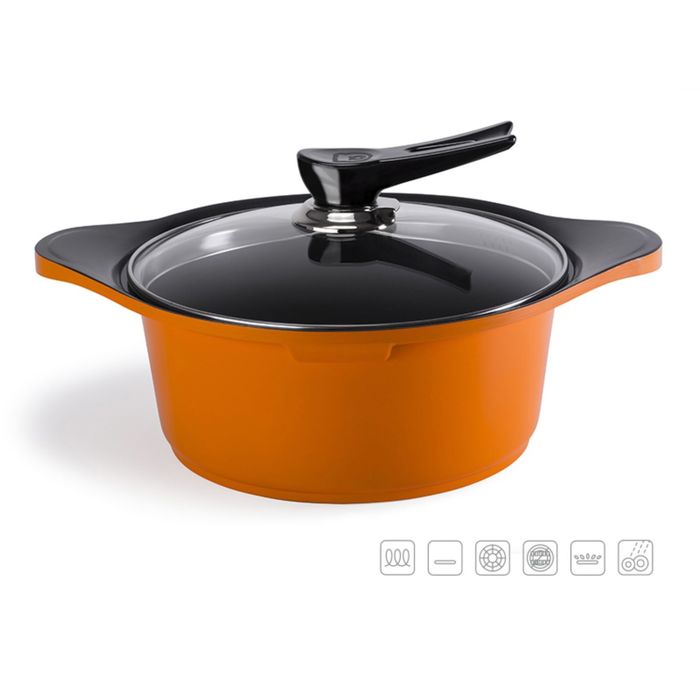 Кастрюля с крышкой Oursson, CA2402C/OR, 4 л, оранжевый