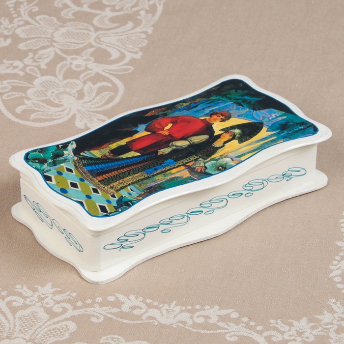 Шкатулка «Сказка», белая, 23×12 см, лаковая миниатюра