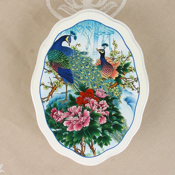 Шкатулка «Павлины», белая, 20×15 см, лаковая миниатюра