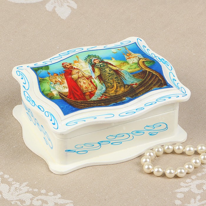 Шкатулка «Сказка», белая, 10,5×13 см, лаковая миниатюра