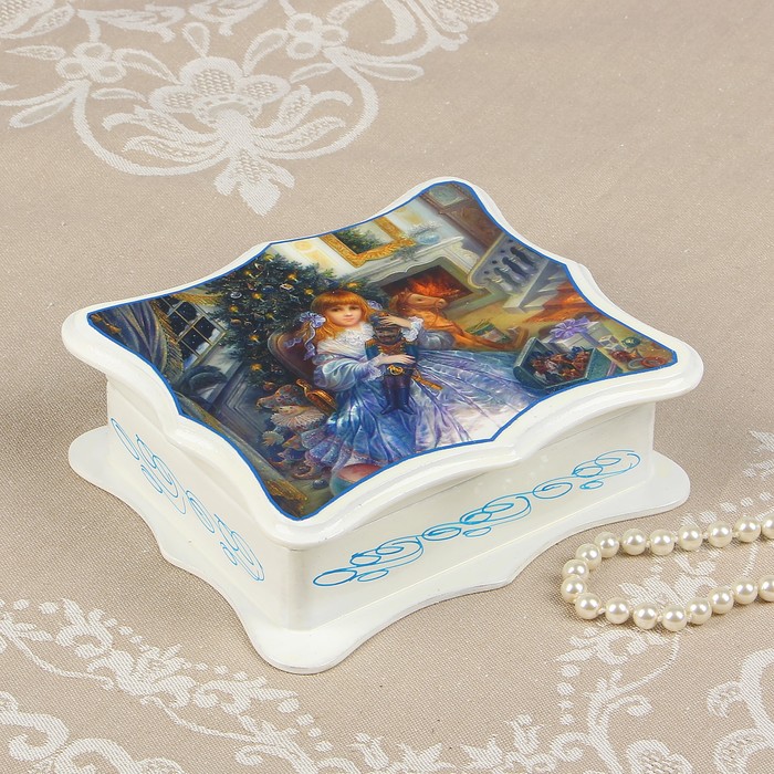 Шкатулка «Сказка», белая, 16×14 см, лаковая миниатюра