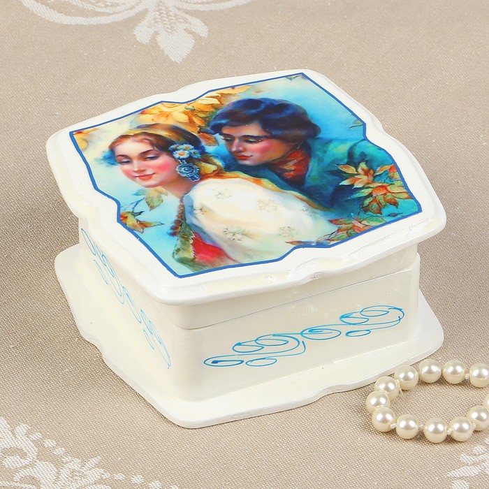 Шкатулка «Чувства», белая, 11×11 см, лаковая миниатюра