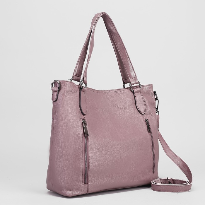 Сумка женская на молнии, 1 отдел с перегородкой, 3 наружных кармана, цвет пудра