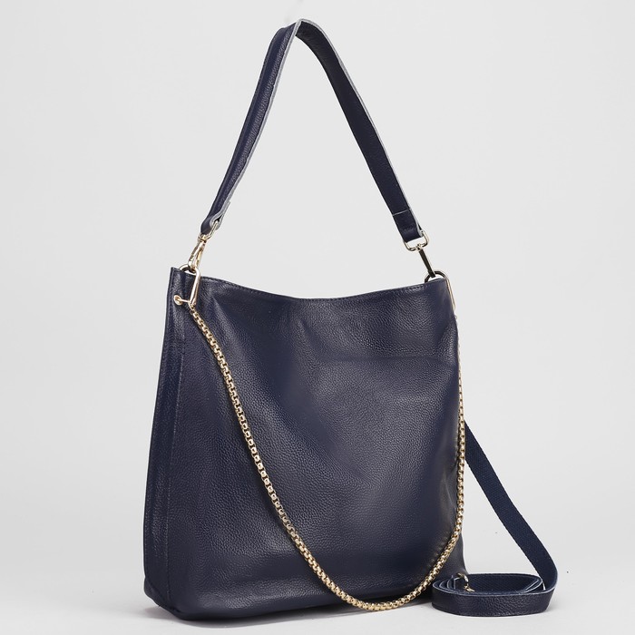 Сумка женская на молнии, 1 отдел, наружный карман, длинный ремень, цвет синий