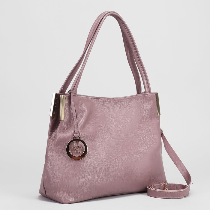 Сумка женская на молнии, 1 отдел, 3 наружных кармана, длинный ремень, цвет пудра