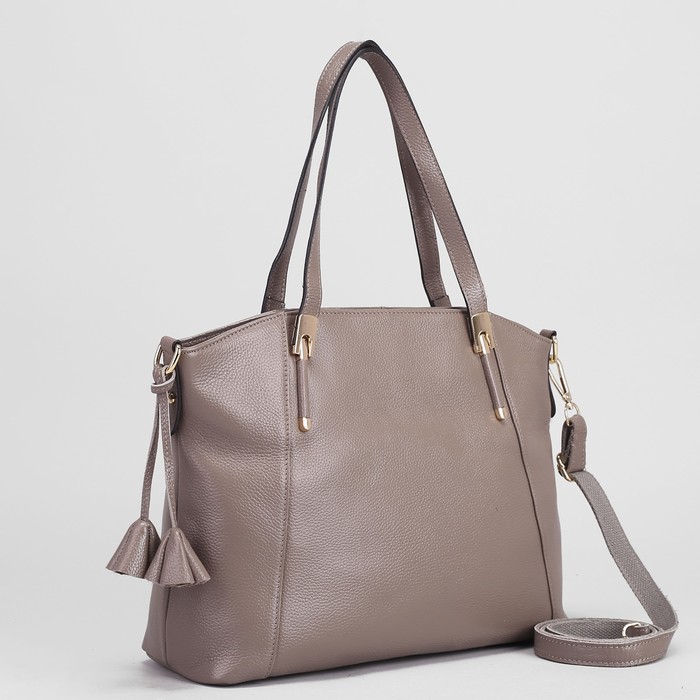 Сумка женская на молнии, 1 отдел, наружный карман, длинный ремень, цвет серый