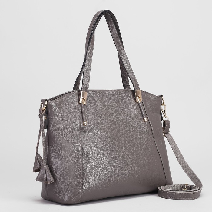 Сумка женская на молнии, 1 отдел, наружный карман, длинный ремень, цвет тёмно-серый