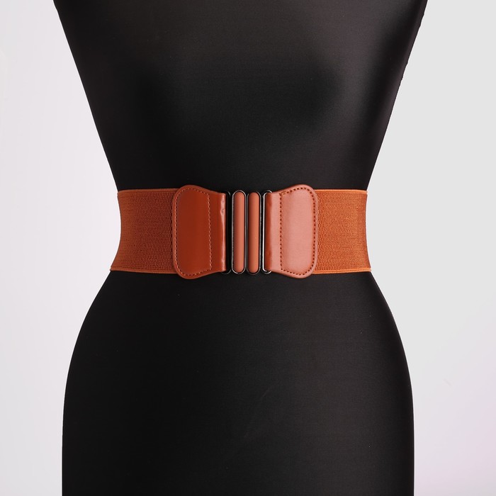 Ремень женский, резинка, пряжка в цвет, ширина - 7 см, цвет рыжий